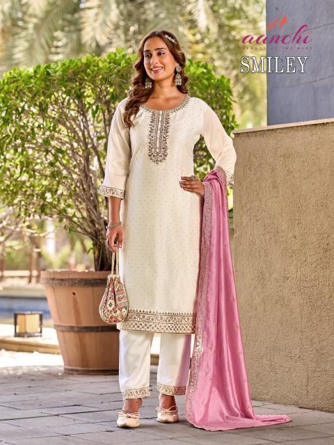 Aanchi smiley 3pcs kurtis wholesale